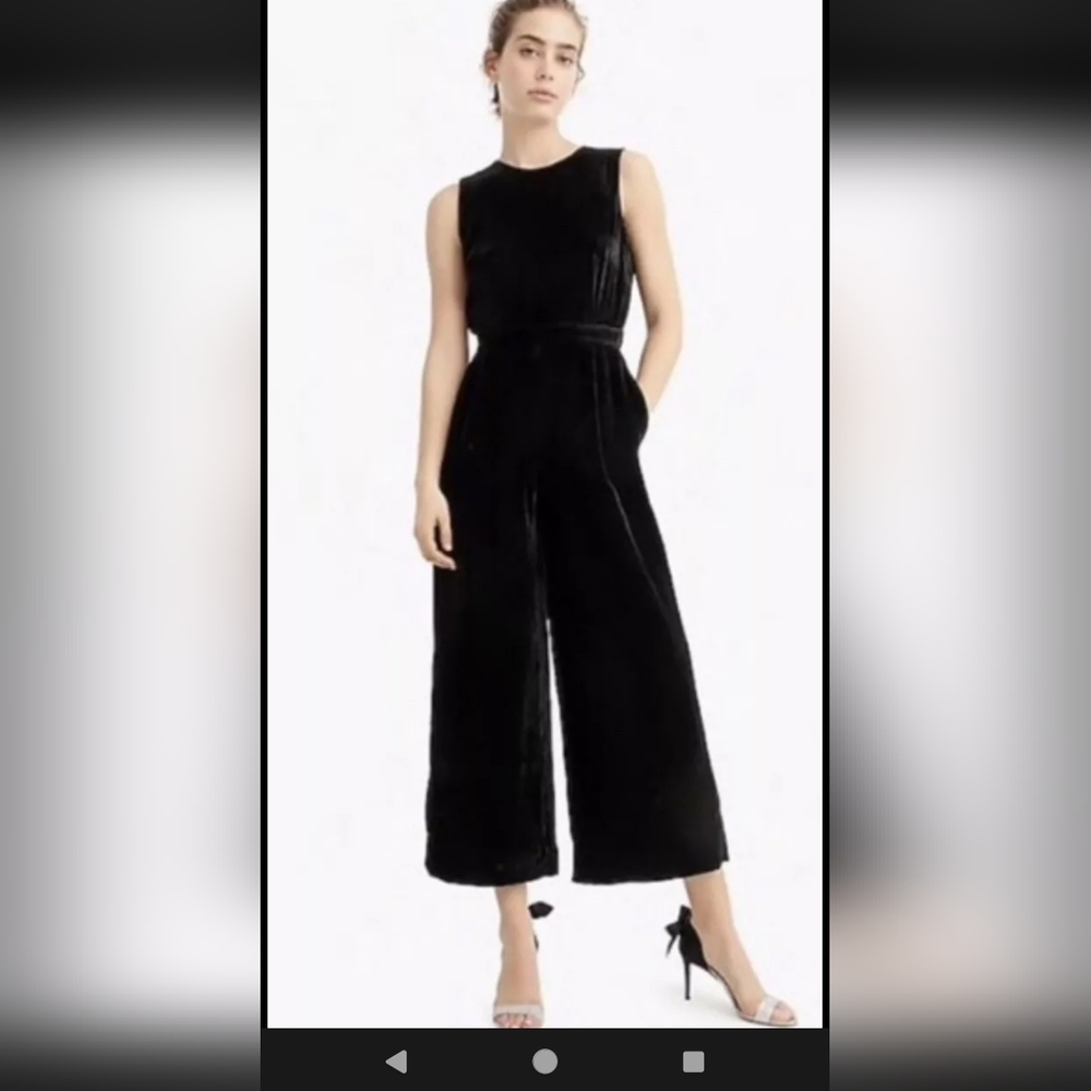 JCrew Cropped velvet jumpsuit